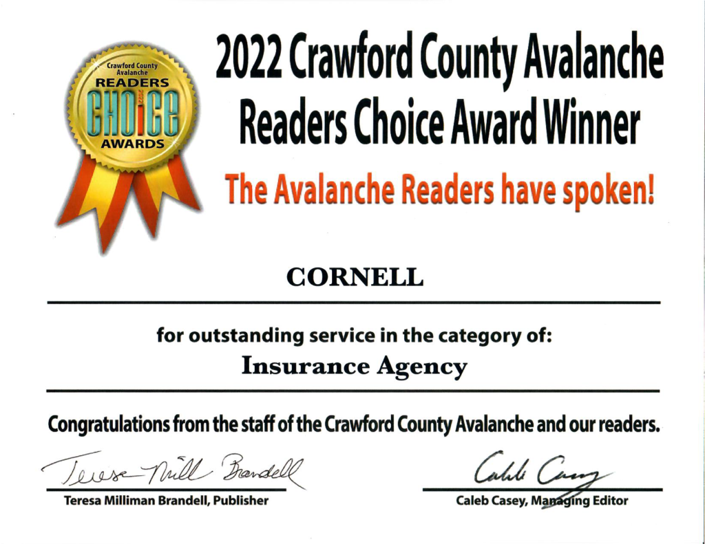Cornell Agency Inc. Wins 2022 Crawford County Avalanche Reader's Choice Awards
